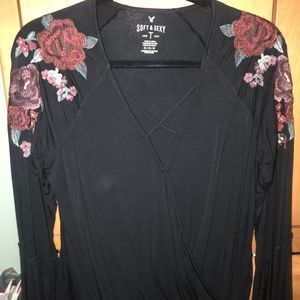 AE Long Sleeve Faux Wrap top